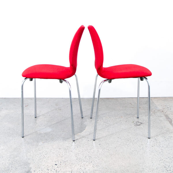 Mid Century Danish Modern Dining Chairs Set 8 Metal Red Denmark Upholstered Mcm - Image 6