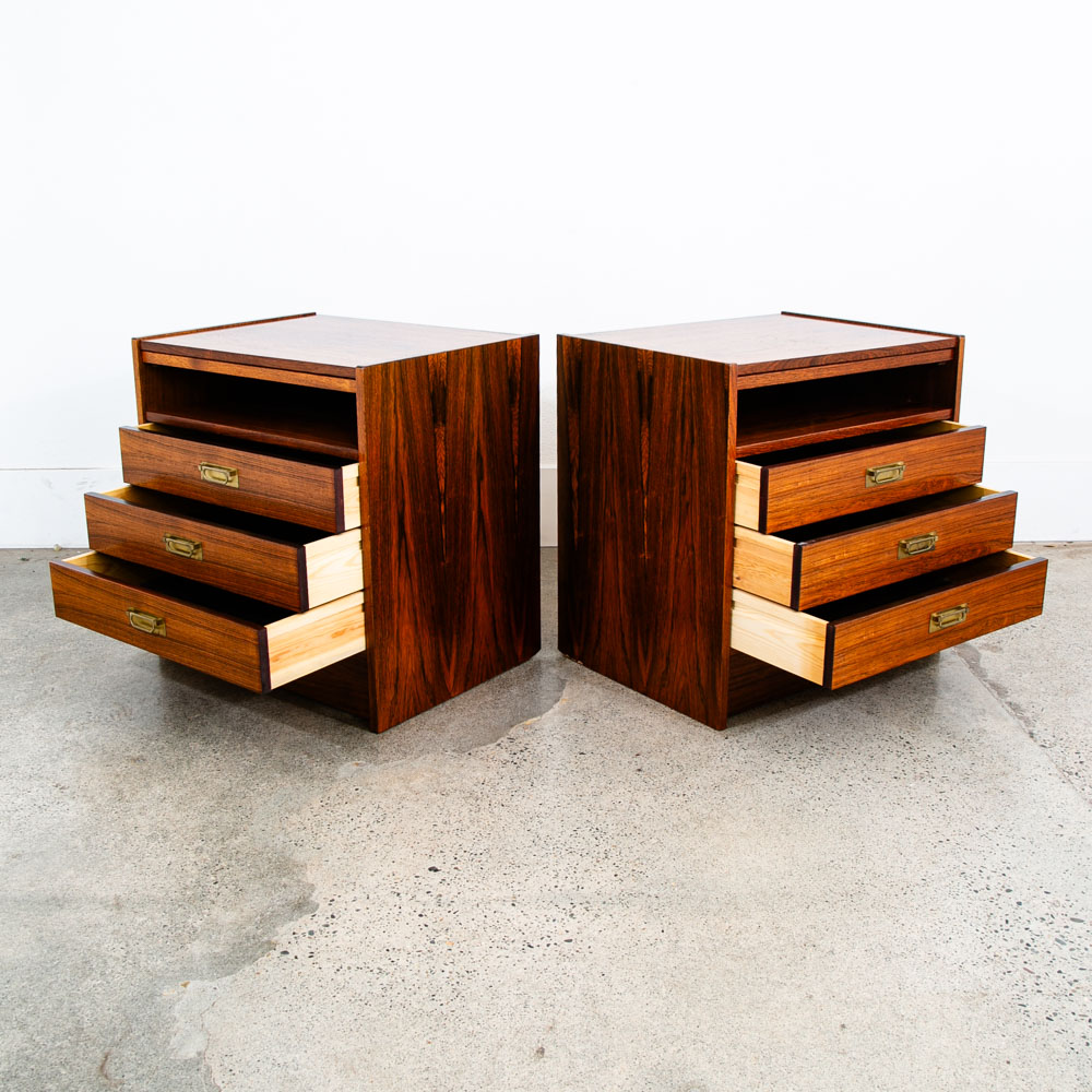Mid Century Danish Modern Nightstands End Side Table Rosewood Sannemans Drawers - Image 5