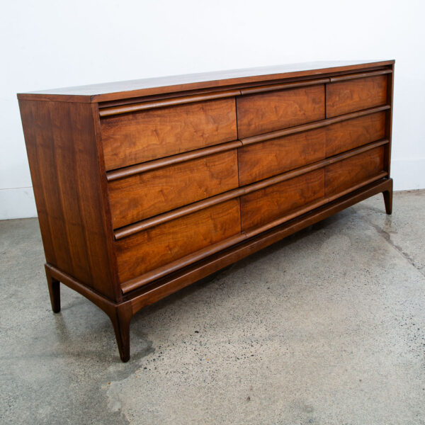 Mid Century Modern Dresser Credenza Lane Rhythm Walnut 9 Drawer Wood Danish Wide - Image 12