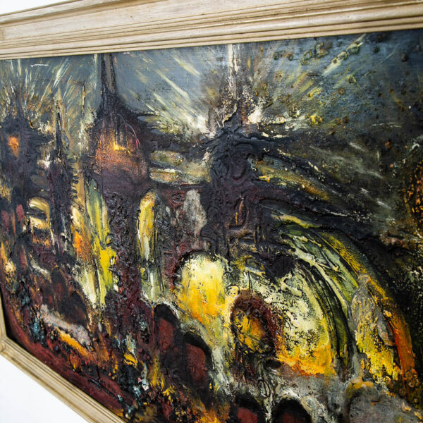 Mid Century Modern Painting Art Abstract Expressionism Browns Green Yellow Mcm - Image 12