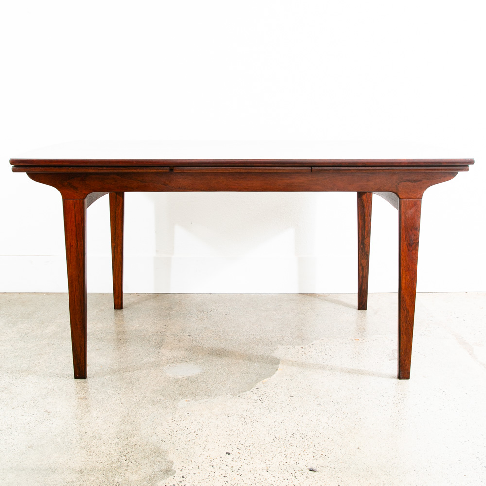 Mid Century Danish Modern Dining Table Rosewood Extension 2 Draw Leaf Vintage - Image 7