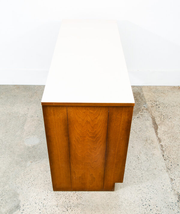 Mid Century Modern Desk American Martinsville Drexel Bleached Walnut 4 Drawer - Image 3