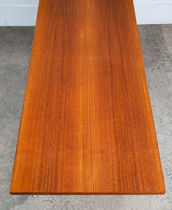 Mid Century Danish Modern Coffee Table Surfboard Teak Denmark Metal Legs Vintage - Image 5