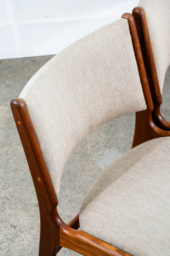 Mid Century Danish Modern Dining Chairs Johannes Andersen Set 8 Teak Wood Grey - Image 10