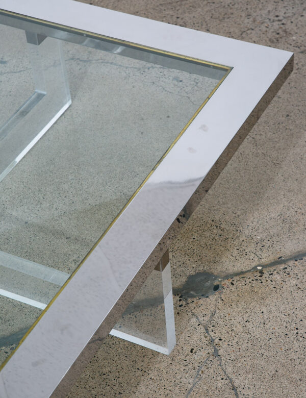 Mid Century Modern Coffee Table Square Large Chrome Glass Sandro Petti Lucite - Image 5