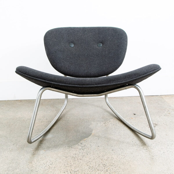 Mid Century Danish Modern Rocking Chair Boconcept Rocker Grey Wool Metal Silver - Image 3