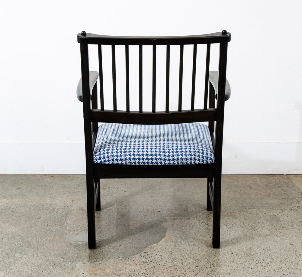 Mid Century Modern Wood Dining Chairs Swedese Sweden Black Blue Denmark Armchair - Image 11