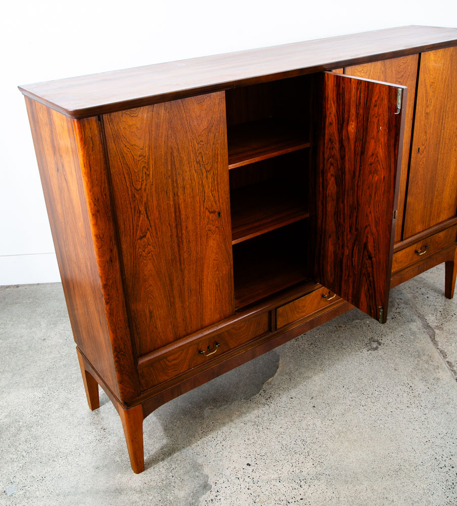 Mid Century Danish Modern Credenza Highboard Rosewood Wood Drawers Denmark Mcm - Image 10