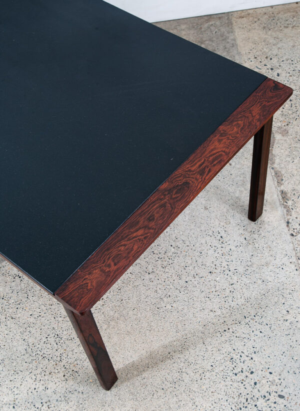 Mid Century Danish Modern Coffee Table Black Top Rosewood Hans Olsen Rectangular - Image 5