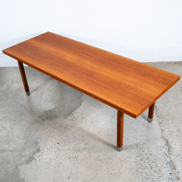 Mid Century Danish Modern Coffee Table Surfboard Teak Denmark Metal Legs Vintage
