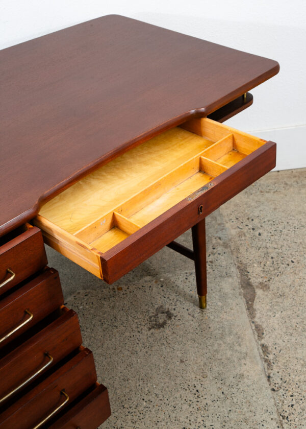 Mid Century Danish Modern Desk 6 Drawer Teak Cabinet Wood Office Executive Mcm - Image 10