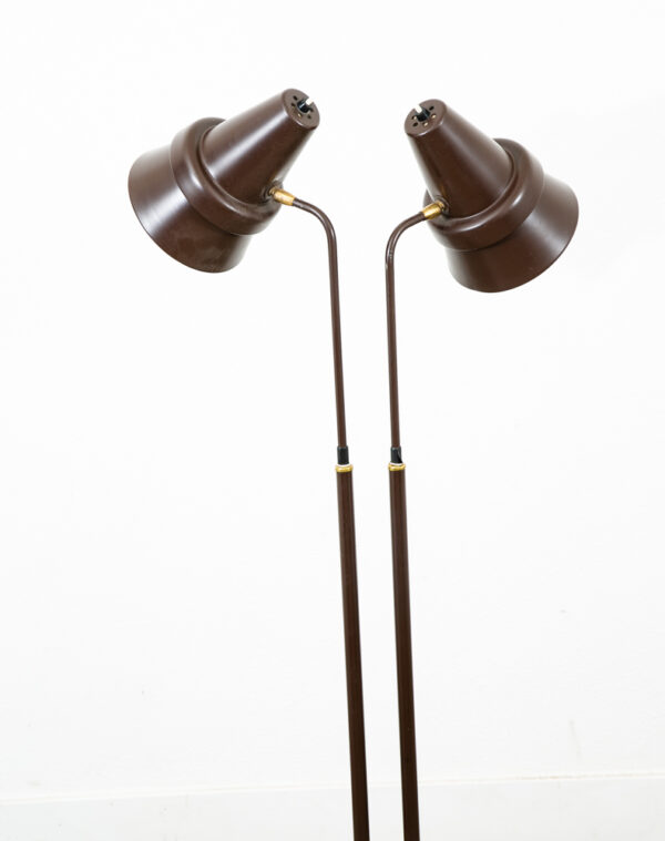 Mid Century Modern Floor Lamp Brown 2 Light Adjustable Brass Vintage Mcm Vintage - Image 5