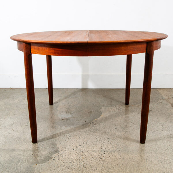 Mid Century Danish Dining Table Teak Round Expanding leaf x 2 Oval Denmark Mcm - Image 5