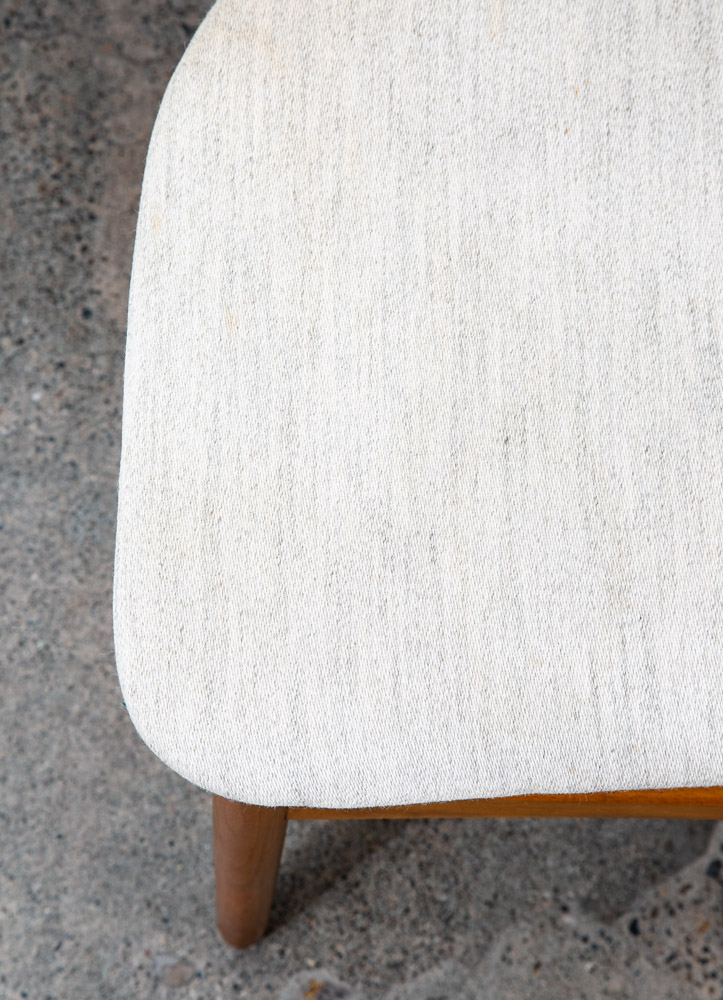 Mid Century Danish Modern Dining Chairs Set 6 White Tweed Wool Mcm High Back Mcm - Image 10