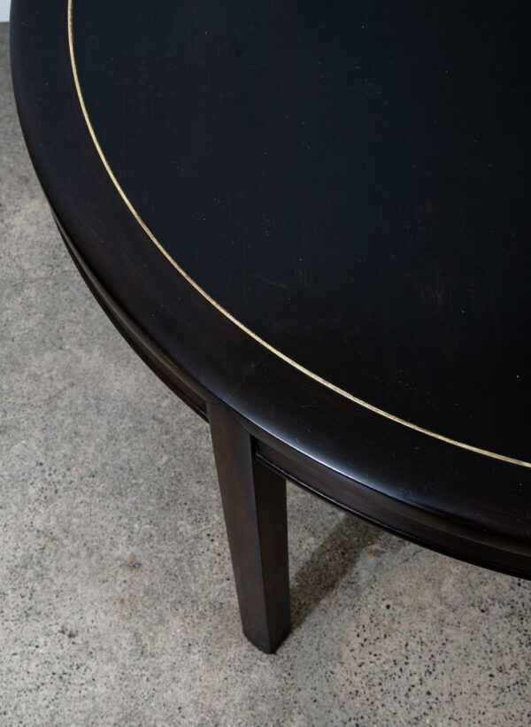 Mid Century Modern Dining Table Card Walnut Round Custom Vintage Brass Gold Mcm - Image 10