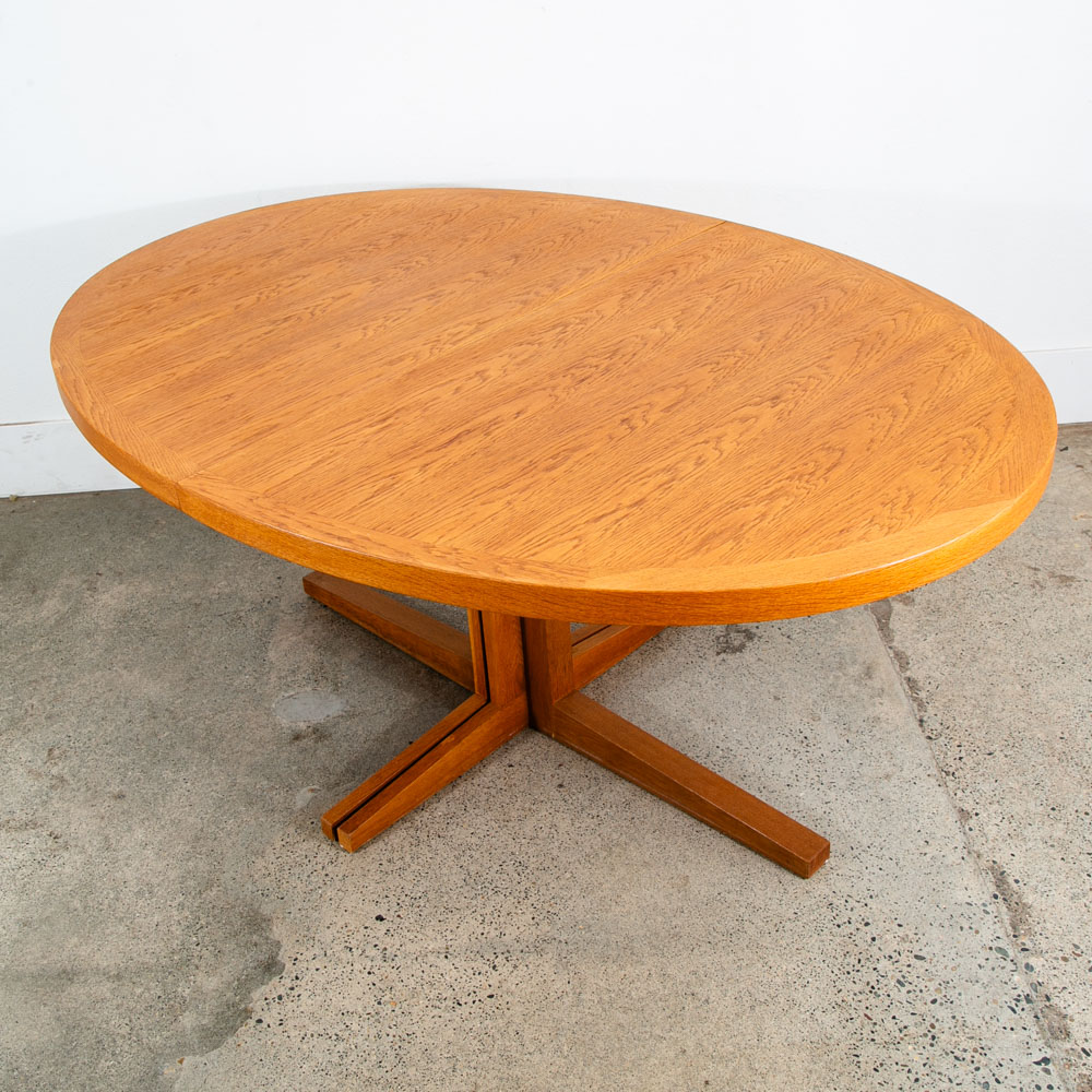 Mid Century Danish Modern Dining Table Oak Niels Kofoed Oval Extension x2 Mcm - Image 3