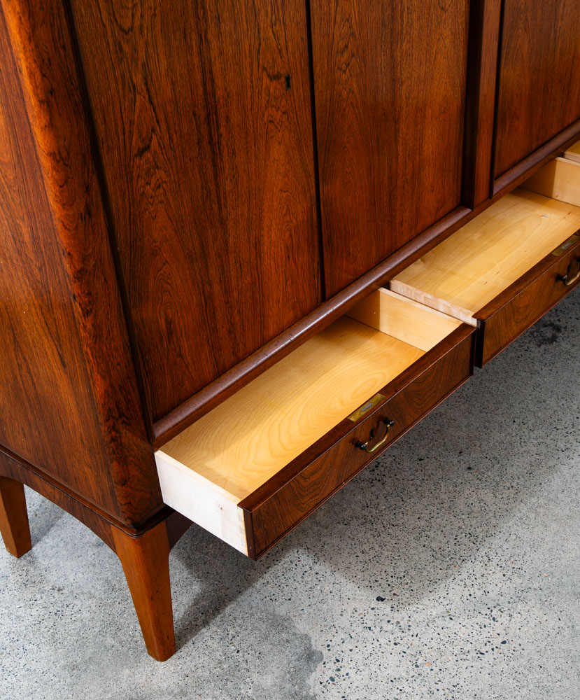 Mid Century Danish Modern Credenza Highboard Rosewood Wood Drawers Denmark Mcm - Image 11