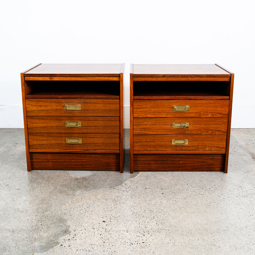 Mid Century Danish Modern Nightstands End Side Table Rosewood Sannemans Drawers - Image 2
