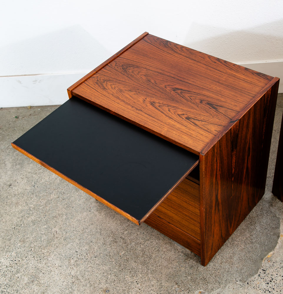 Mid Century Danish Modern Nightstands End Side Table Rosewood Sannemans Drawers - Image 9