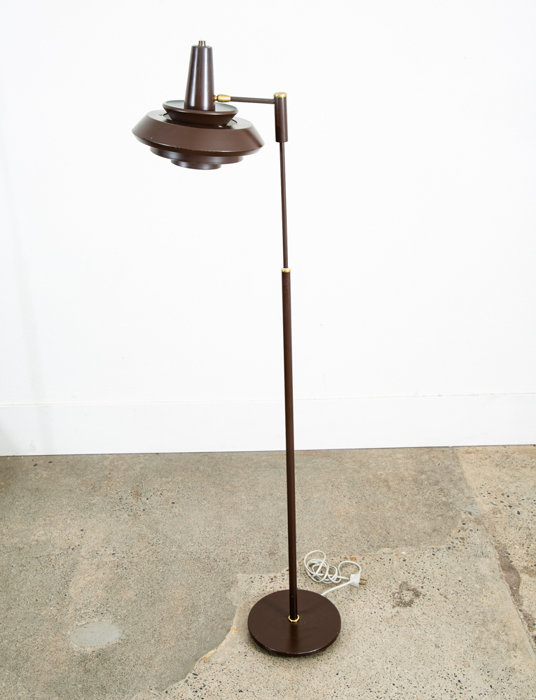 Mid Century Modern Floor Lamp Brown Light Adjustable Brass Vintage Mcm Denmark - Image 8