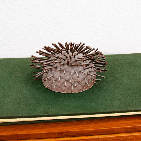 Mid Century Modern Sculpture Mix Media Art Cement Door Stopper Hedgehog Brown - Image 9