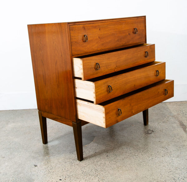 Mid Century Danish Modern Desk Vanity Office Walnut 3 Drawers Denmark Mirror - Image 5