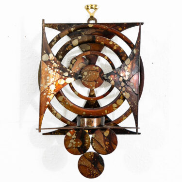 Mid Century Modern Sculpture Art Wall Candle Holder Relief Metal Original Vintage