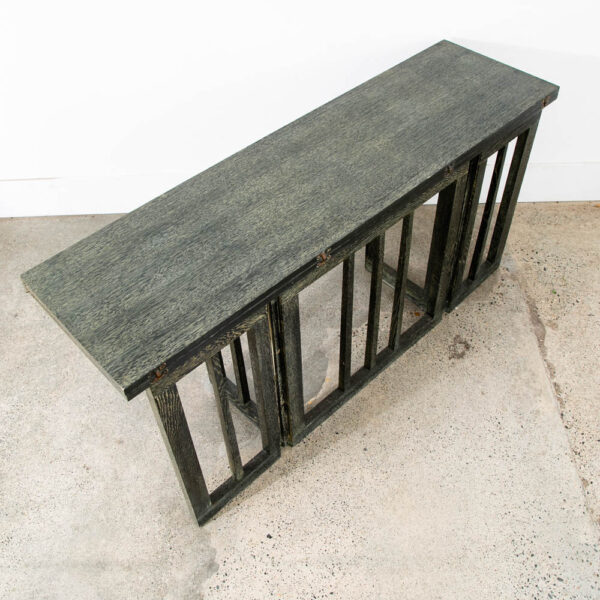 Mid Century Modern Console Table Folding Dining Ebonized Oak Vintage Black Mcm - Image 5
