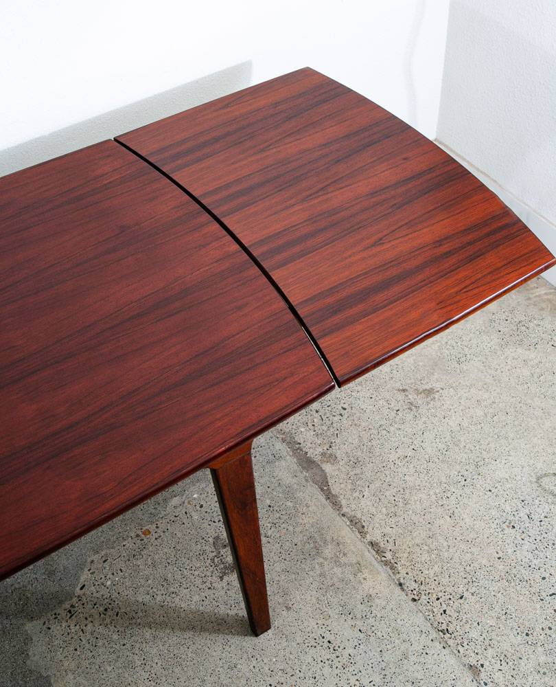 Mid Century Danish Modern Dining Table Rosewood Extension 2 Draw Leaf Vintage - Image 9