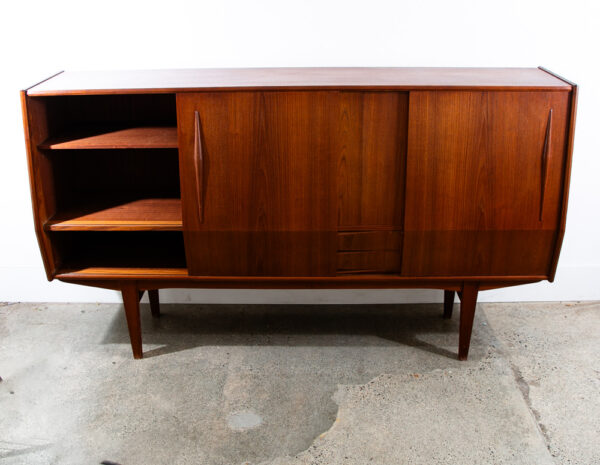 Mid Century Danish Modern Credenza Highboard Teak Sliding Doors Bar Mobler Mcm - Image 7