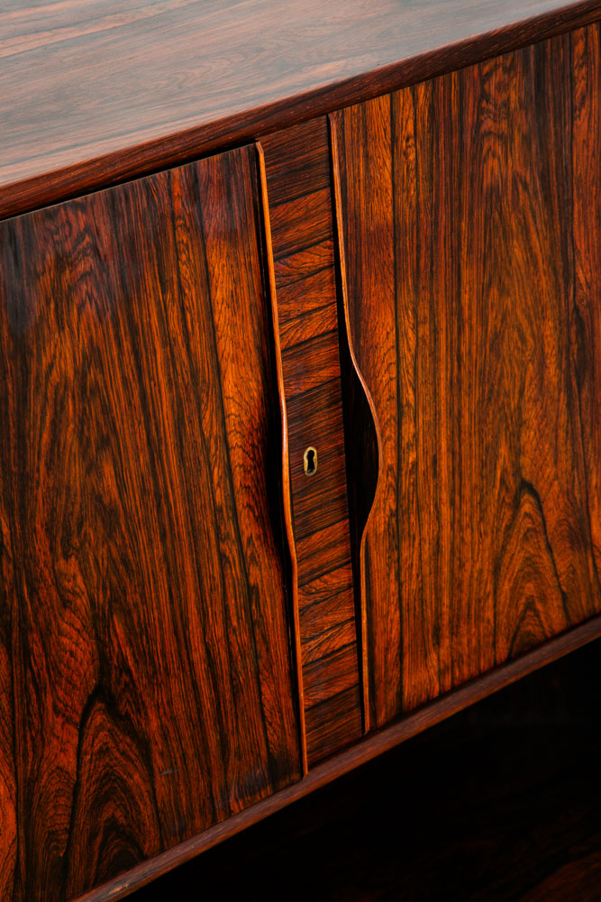 Mid Century Danish Modern Corner Cabinet Rosewood Bar Denmark Drawers Locking VG - Image 12