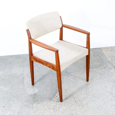 Mid Century Danish Modern Armchair Chair Dining Teak White Wool Arm Captain Mcm
