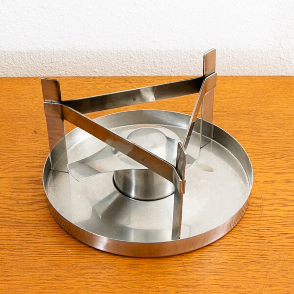 Mid Century Danish Modern Arne Jakobsen Fondue Ebony Lazy Susan Set Stainless Steel - Image 6
