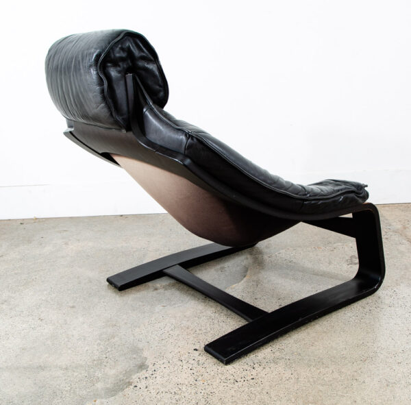 Mid Century Danish Modern Lounge Chair Black Leather Bentwood Tandem Sweden Mcm - Image 5