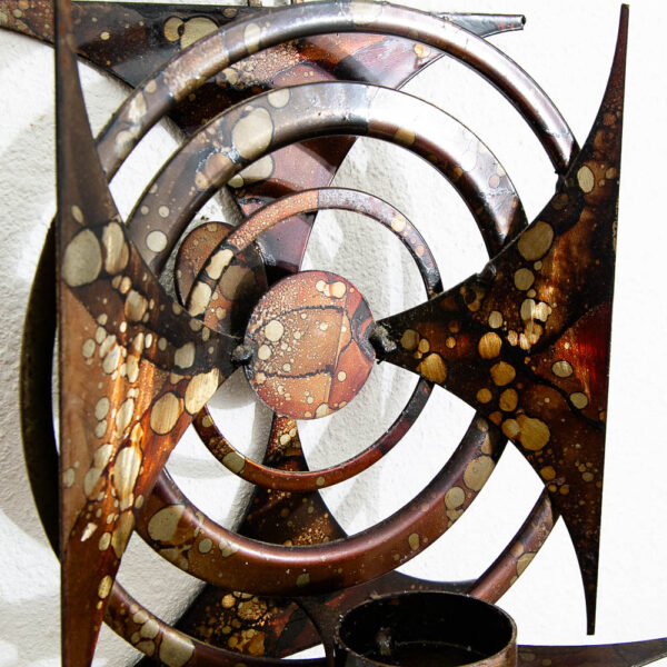 Mid Century Modern Sculpture Art Wall Candle Holder Relief Metal Original Vintage - Image 9