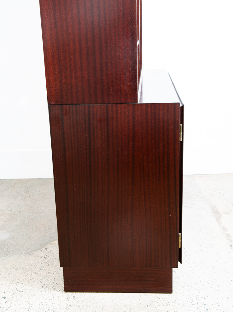 Mid Century Danish Modern Bookshelf Cabinet Mahogany Doors Omann Jun Mcm 2 - Image 6