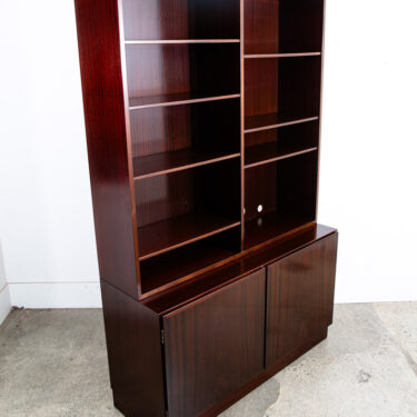 Mid Century Danish Modern Bookshelf Cabinet Mahogany Doors Omann Jun Mcm 2