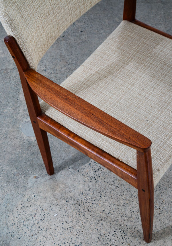 Mid Century Danish Modern Armchair Chair Dining Teak White Wool Arm Captain Mcm - Image 10
