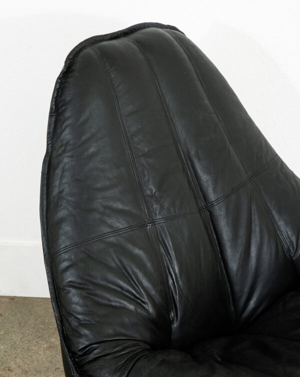 Mid Century Danish Modern Lounge Chair Black Leather Denmark Swivel Vintage Mcm - Image 5