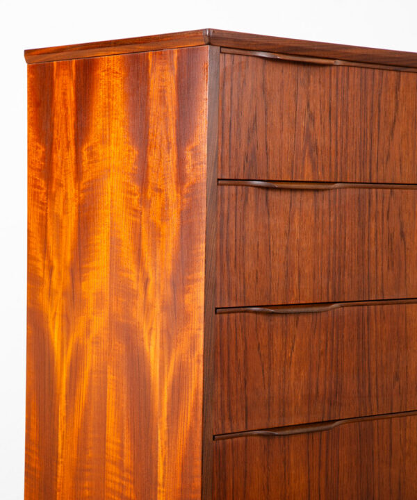 Mid Century Danish Modern Highboy Dresser 6 Drawer Teak Handles Denmark Tall Mcm - Image 10