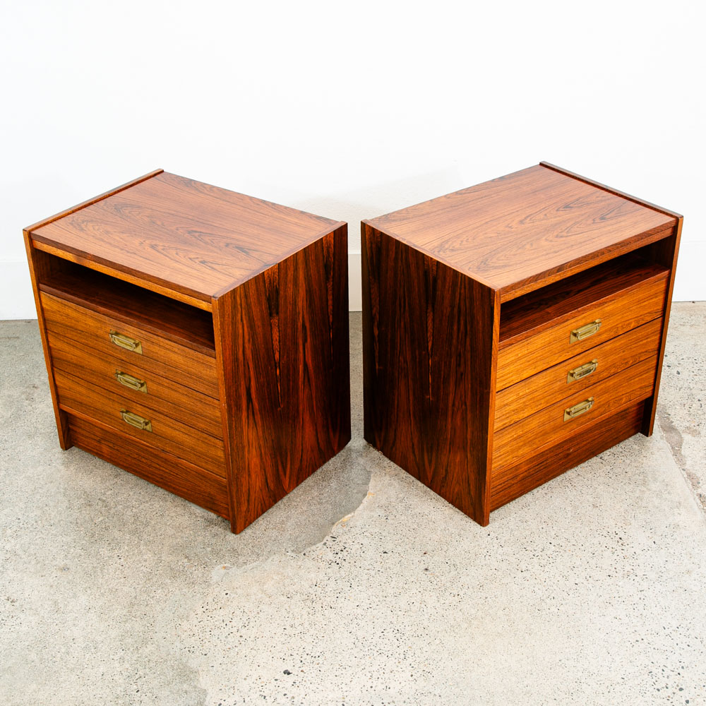 Mid Century Danish Modern Nightstands End Side Table Rosewood Sannemans Drawers - Image 7