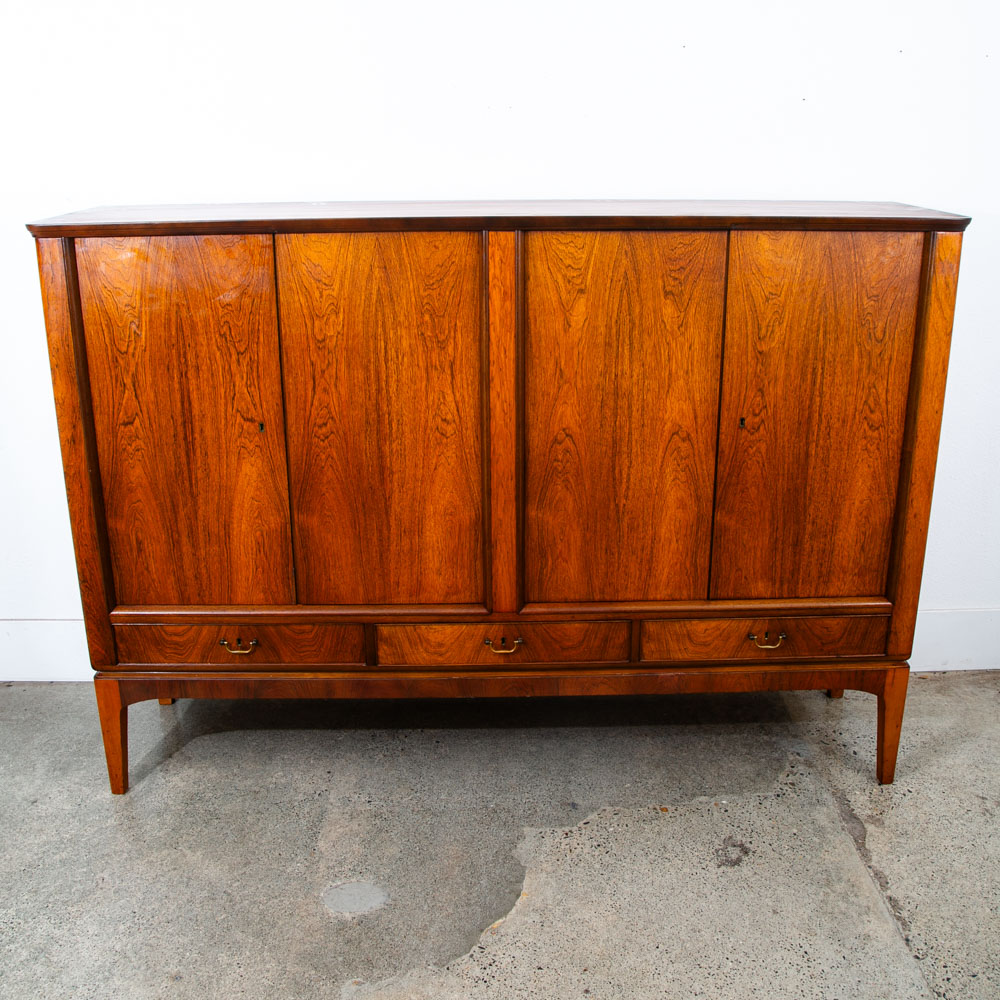 Mid Century Danish Modern Credenza Highboard Rosewood Wood Drawers Denmark Mcm - Image 2
