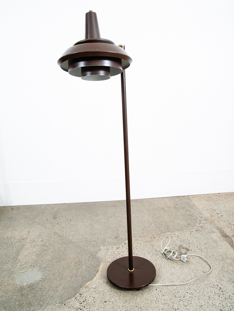 Mid Century Modern Floor Lamp Brown Light Adjustable Brass Vintage Mcm Denmark - Image 3