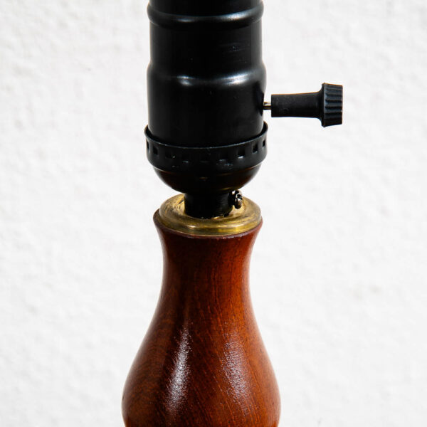 Vintage Mid Century Modern Solid Teak Tripod Table Lamp Turned Round Denmark #2 - Image 5