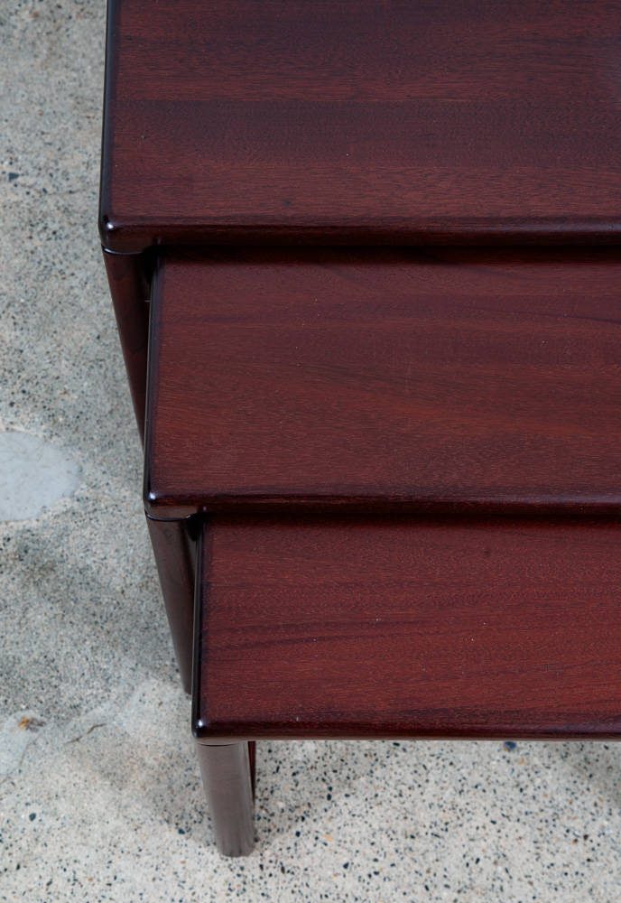 Mid Century Danish Modern Nesting Tables Solid Mahogany Mcm Set of 3 Vintage - Image 11