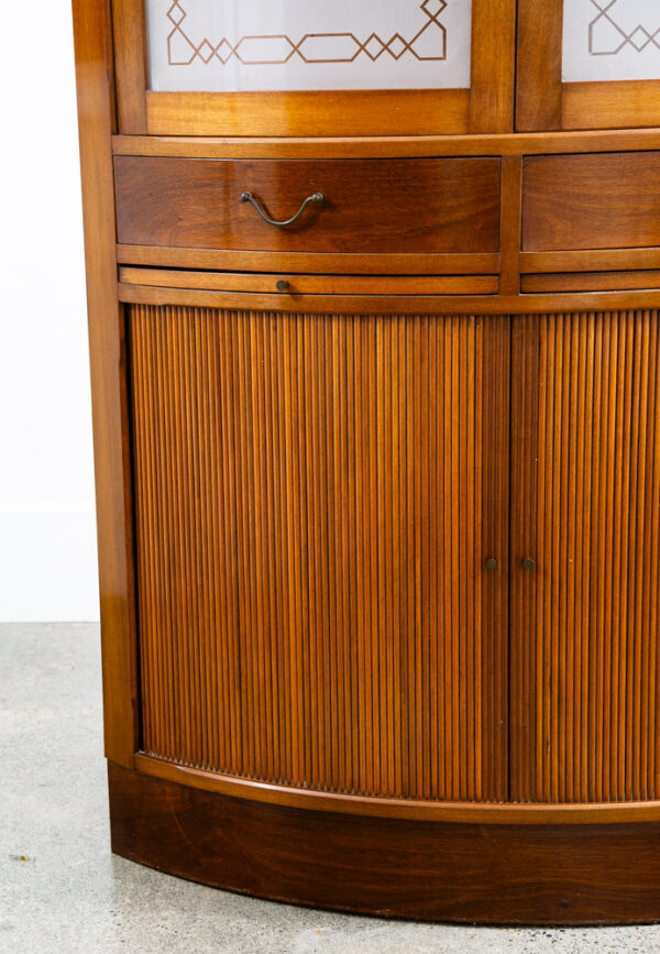 Mid Century Danish Corner Cabinet Bar Liquor Teak Glass Round Locking Denmark - Image 9