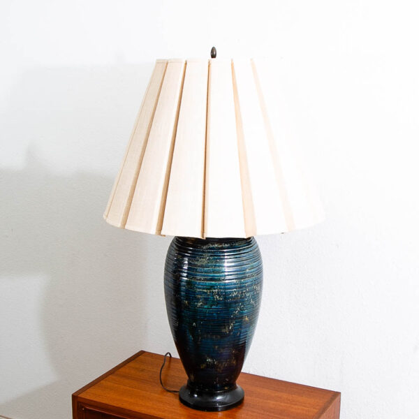 Mid Century Modern Table Lamp Ceramic Blue Teal Glaze Studio Design Vintage Mcm - Image 4