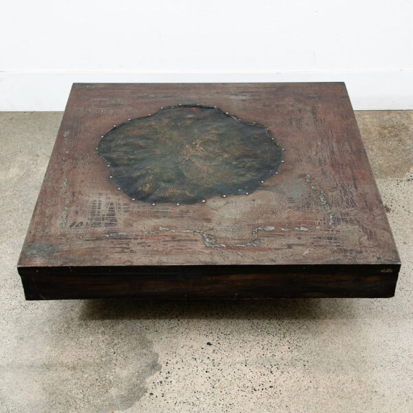 Mid Century Modern Coffee Table Square Metal Sculptural Brazilian Studio Vintage - Image 5
