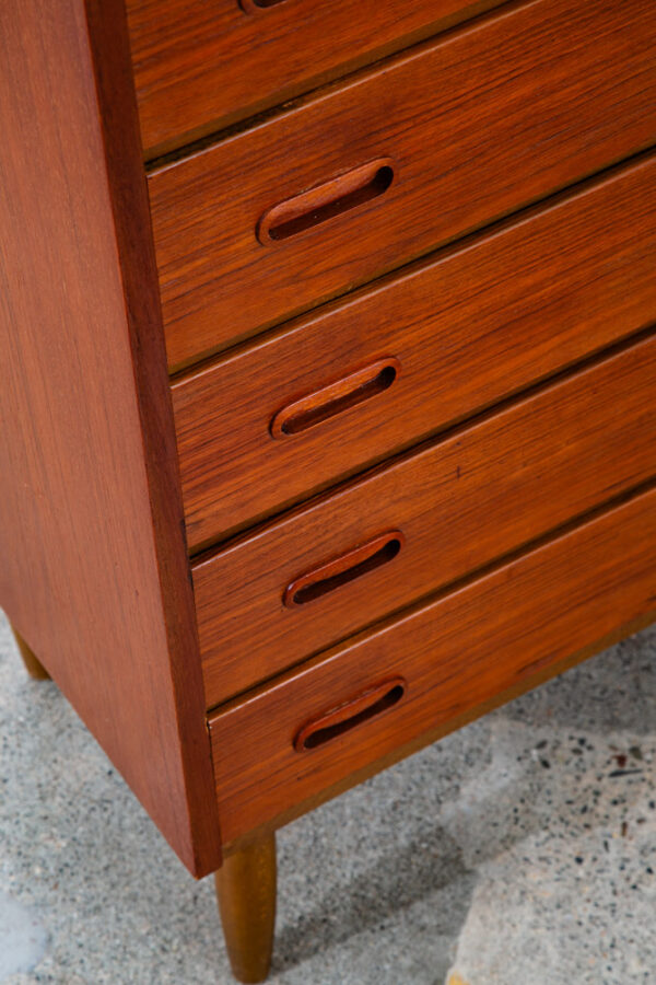 Mid Century Danish Modern Dresser Highboy 6 Drawer Teak Denmark Locking Vintage - Image 5