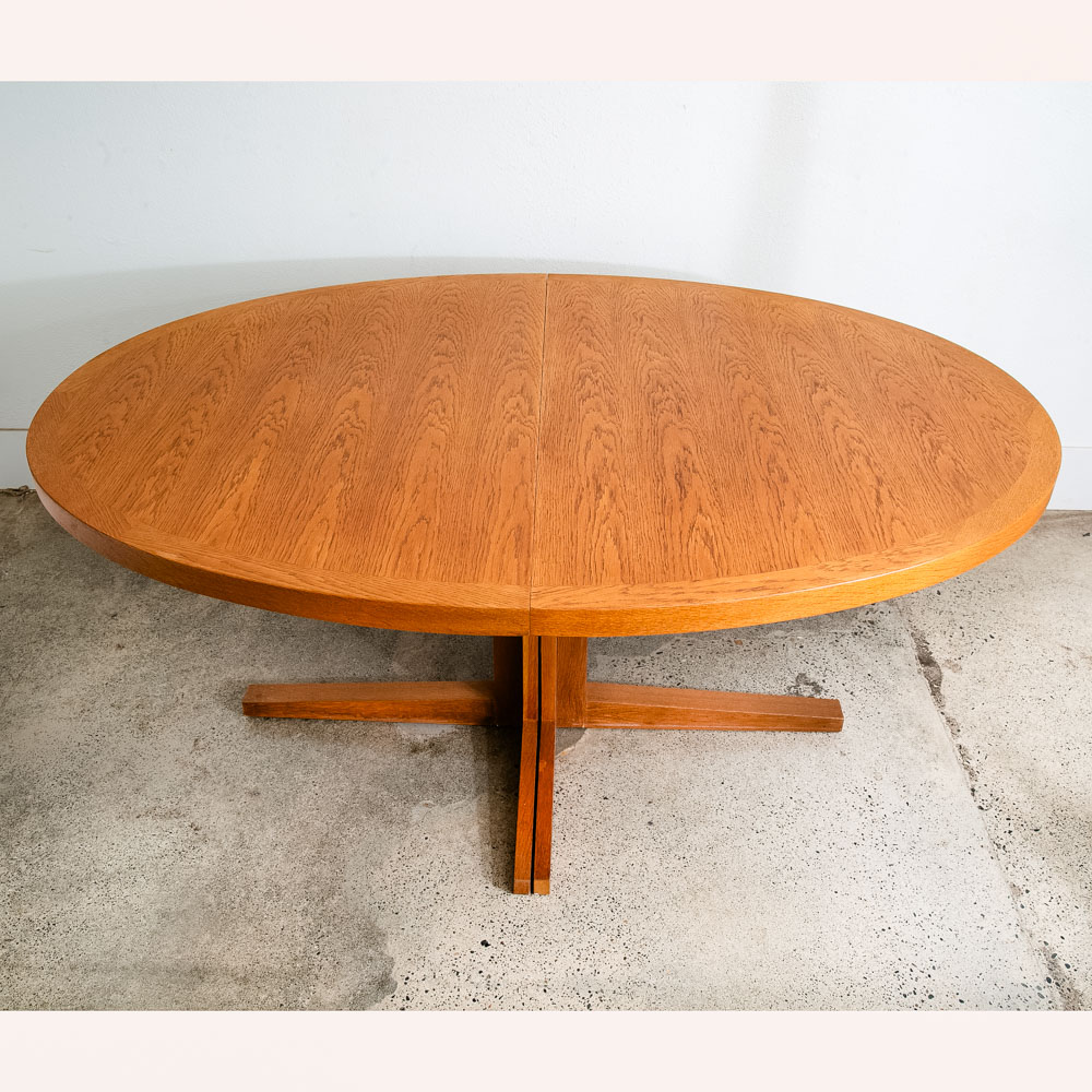 Mid Century Danish Modern Dining Table Oak Niels Kofoed Oval Extension x2 Mcm